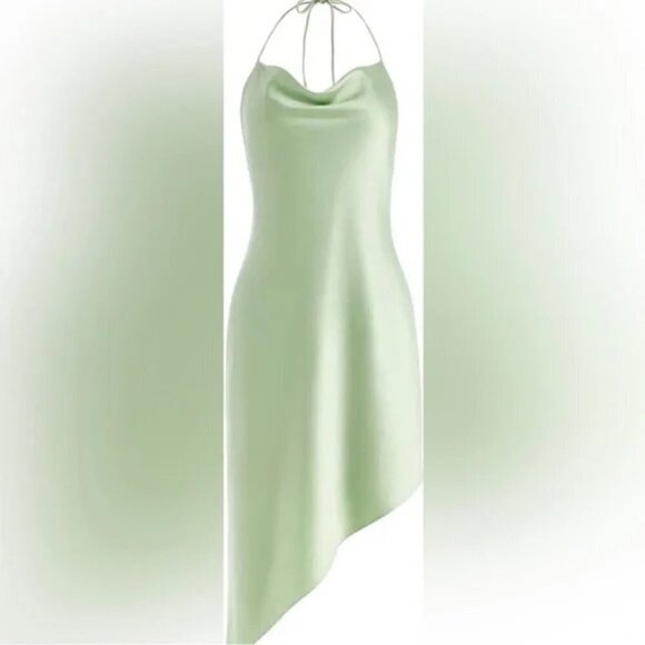 Alice + Olivia Women Slip Dress Green Harmony Asymmetrical Deep Cowl Siz… - Picture 1 of 5